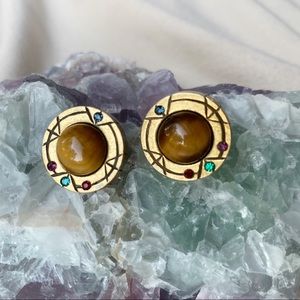 Vintage/90s PATRICIA LOCKE Tigerseye Stud Earrings
